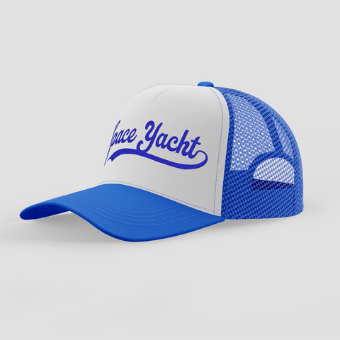 SPACE YACHT BLUE TRUCKER HAT