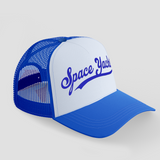 SPACE YACHT BLUE TRUCKER HAT