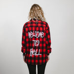 "WELCOME TO HELL" EMBROIDERED PUFF PAINT FLANNEL